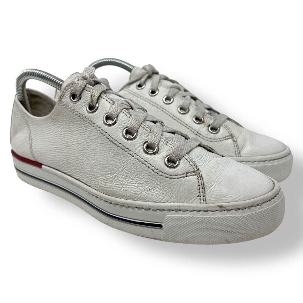 PAUL GREEN Carly Low Top Sneaker leather LACE-UP WHITE SHOES Size 7